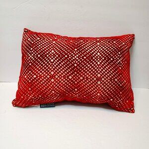 Red Velvet Accent Pillow, 425 South Los Angeles Burgundy Decorative Cushion